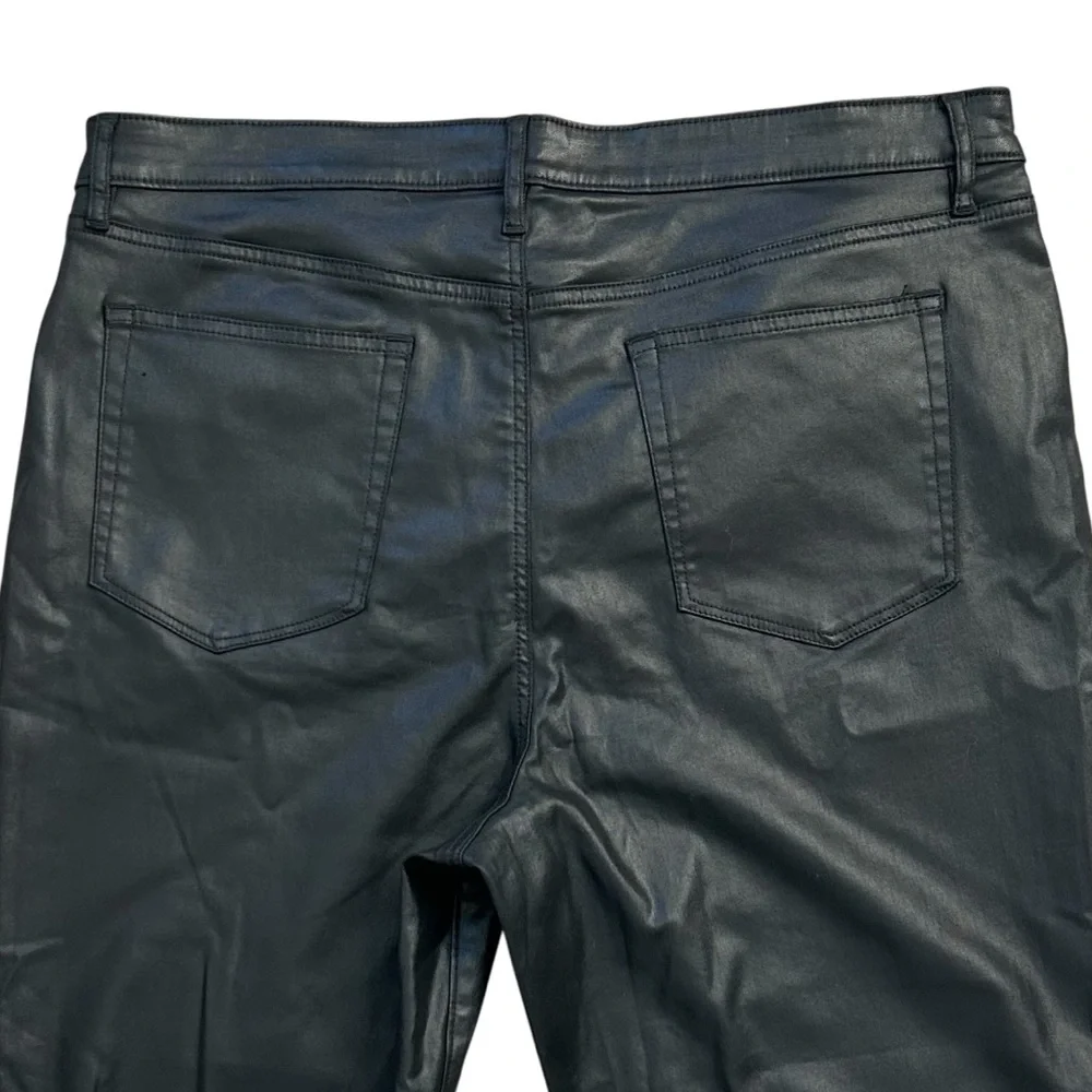 LOFT Women’s Curvy Kick Crop Faux Leather Pants Black Sheen Plus‎ Size 34/18 NWT